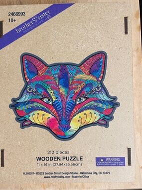 Brother Sister Colorful Fox Wooden Jigsaw Puzzle 212 pieces whimsies Ages 10+